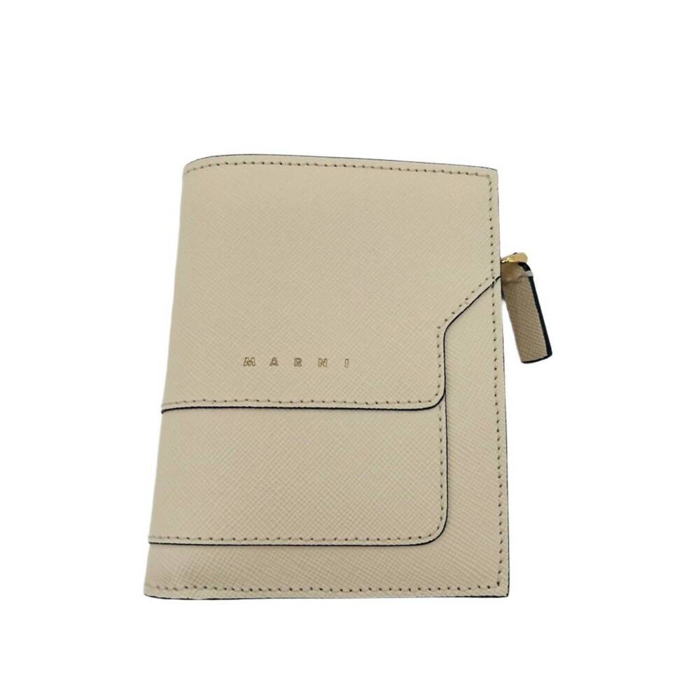 NEW MARNI women's leather bifold wallet in beige